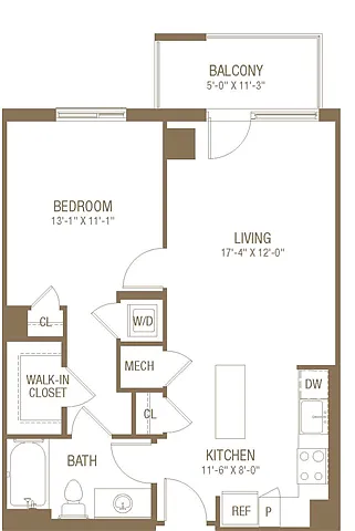 Floor plan 1A w/ Balcony