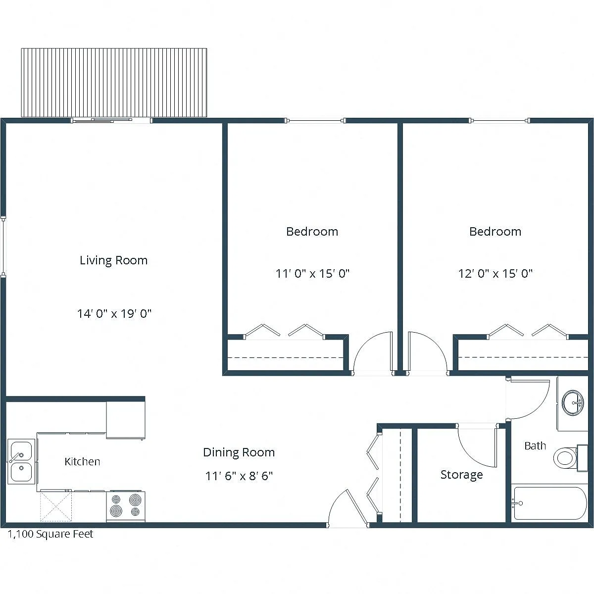 Floor plan Two Bedroom 21A