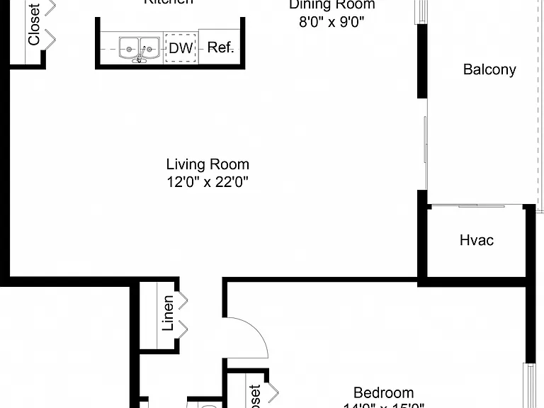 One bedroom floor plan One bedroom floor plan