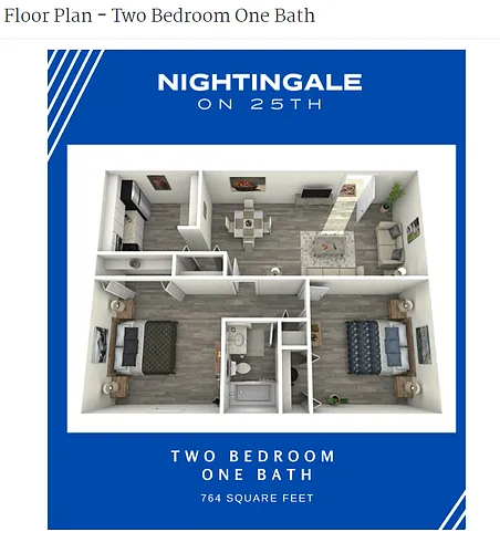 Floor plan Two Bedroom One Bath