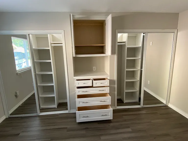 Custom Master bedroom closet and cabinets.