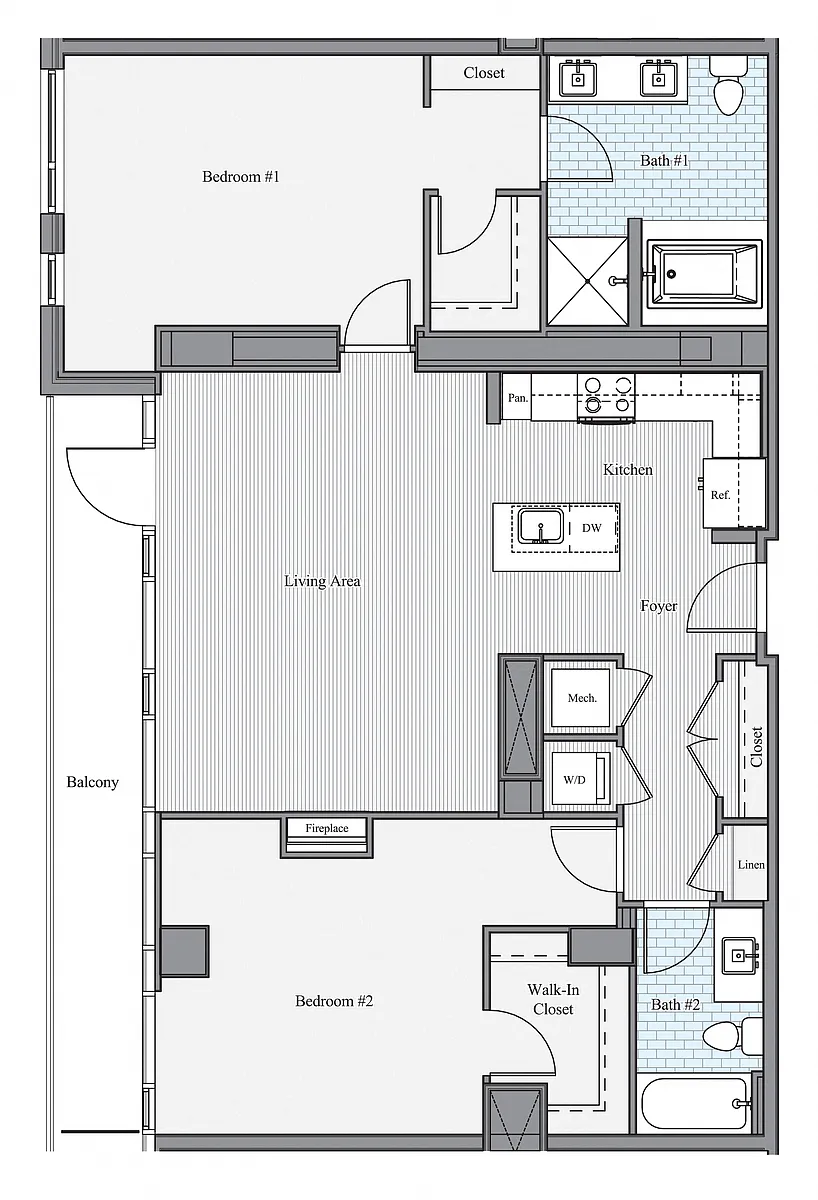 Floor plan 2 BR J Penthouse