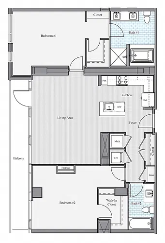 Floor plan 2 BR J Penthouse