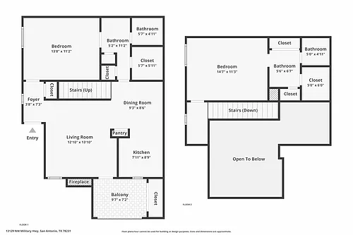Floor plan The Whitney - 2 Bed, 2 Bath