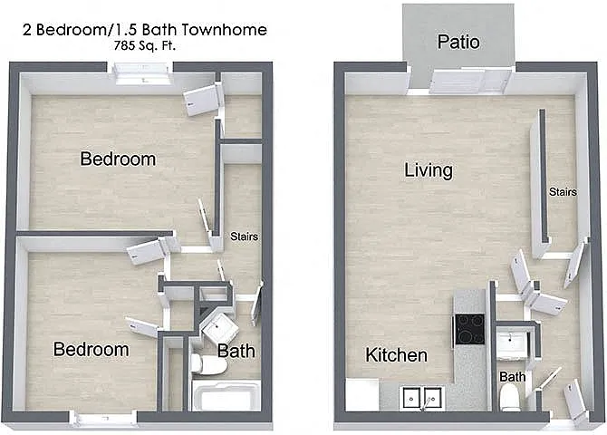 Floor plan Two Bedroom Townhome
