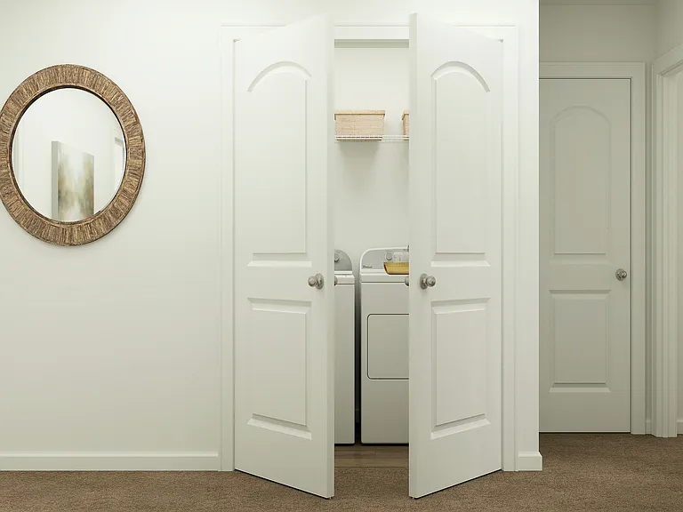 The washer and dryer are located upstairs.