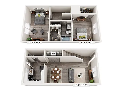 Floor plan 2 + 1.5 Townhome