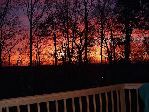 Sunrise view from deck and kitchen