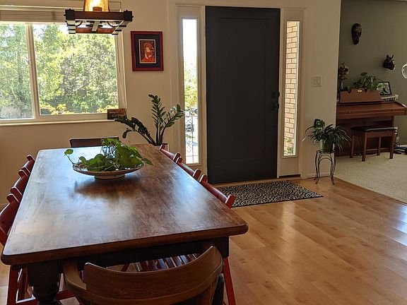 Front door and dining area