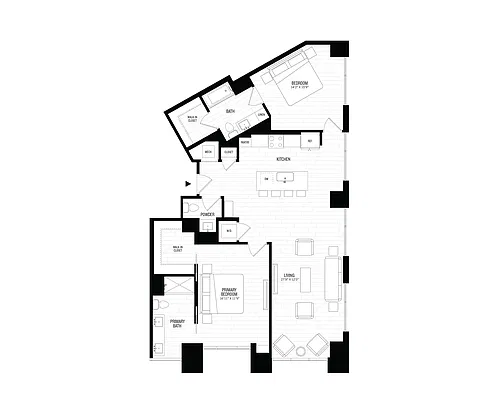 Floor plan 2 Bed/2.5 Bath-B1