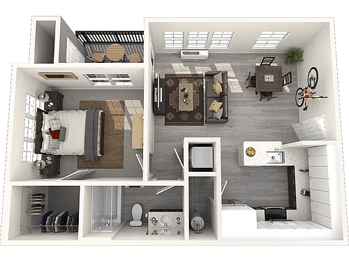 Floor plan Red Hawk - 1x1 - A1