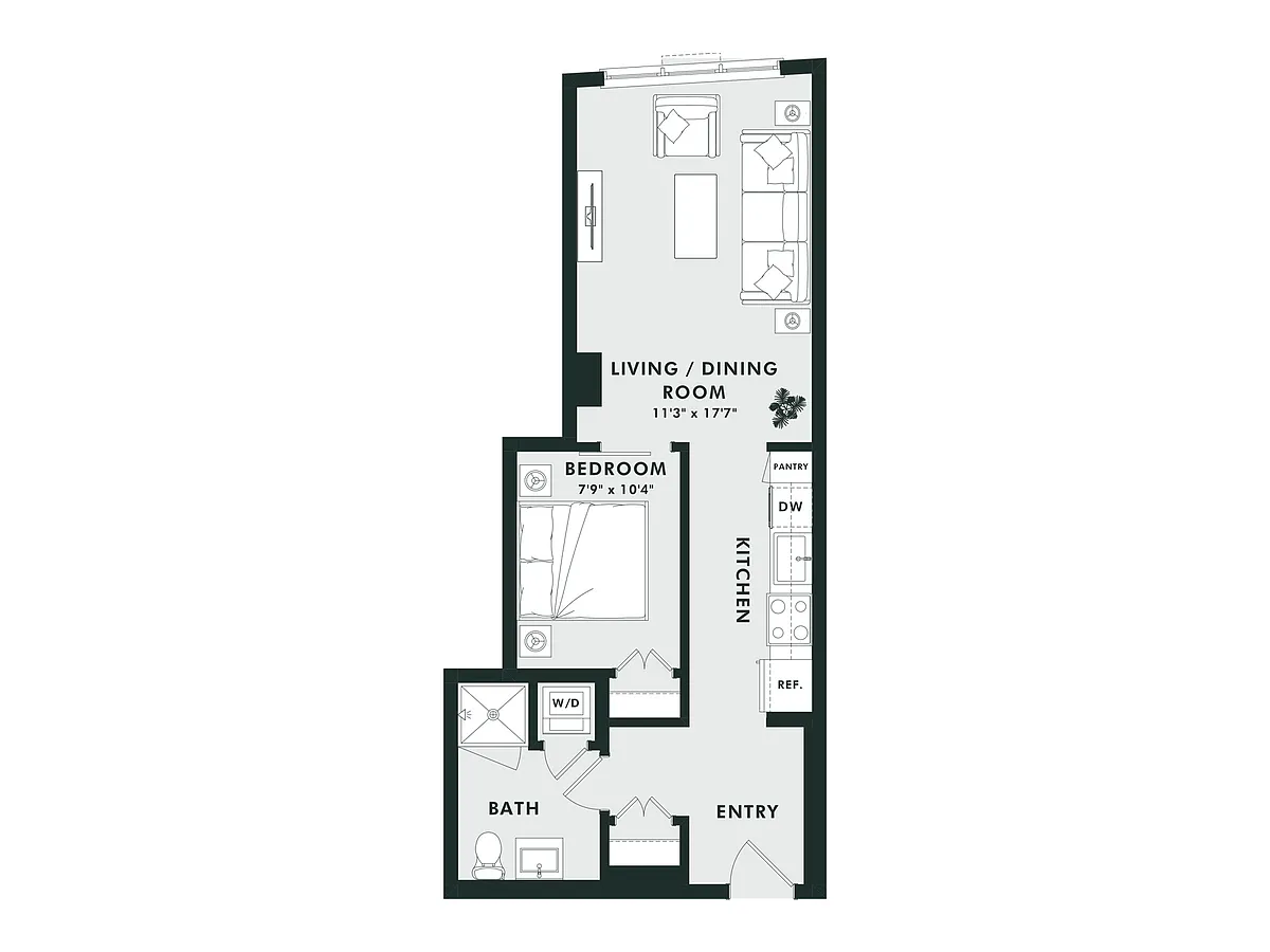 Floor plan A9.1 | Jr 1 Bed | 1 Bath