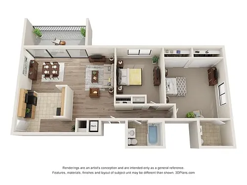 Floor plan 2BR 1 Full 1 Half Bath