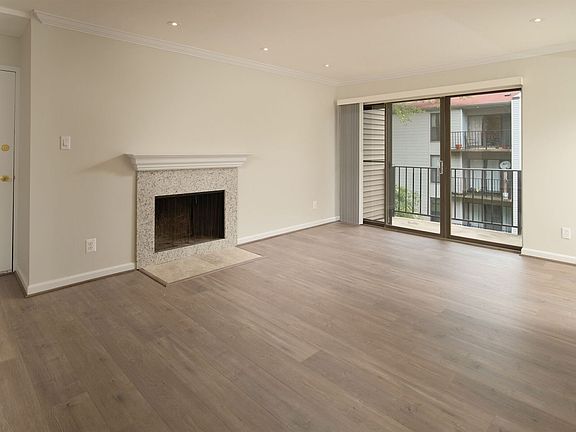 fireplace and balcony