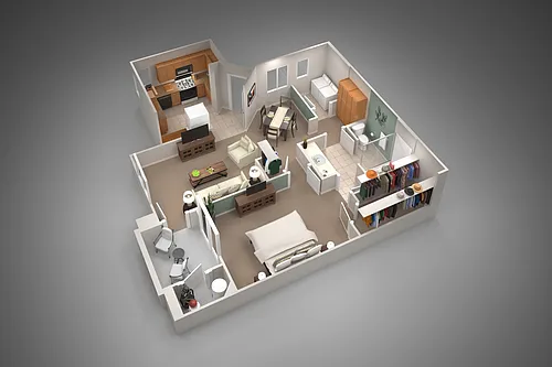 Floor plan One Bedroom/One Bath