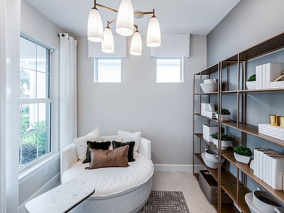 Flex space shown as a den or library