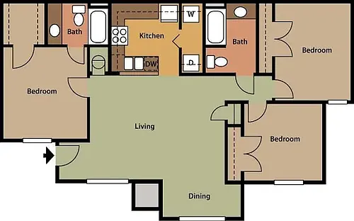 Floor plan 3 Bedroom Lounge