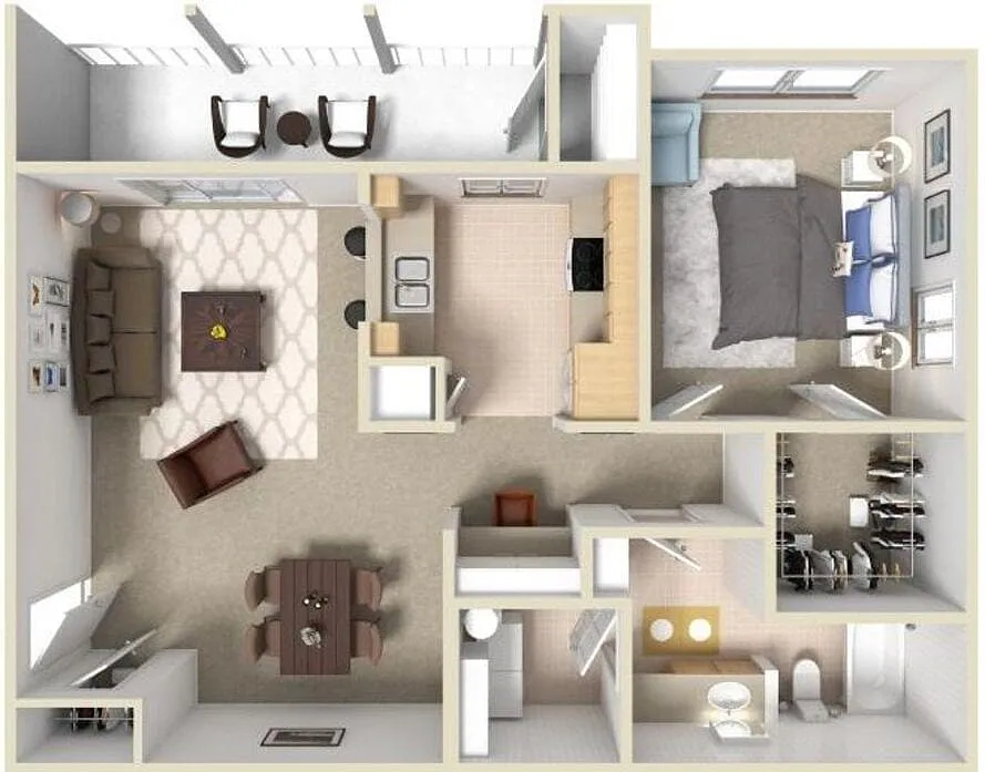 Floor plan A2 1/1 775 sf