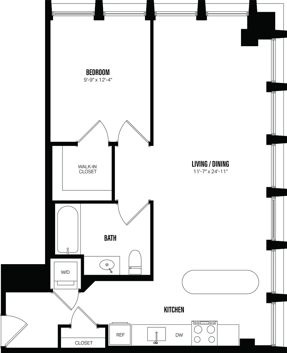 Floor plan 1 Bed/1 Bath-C2A