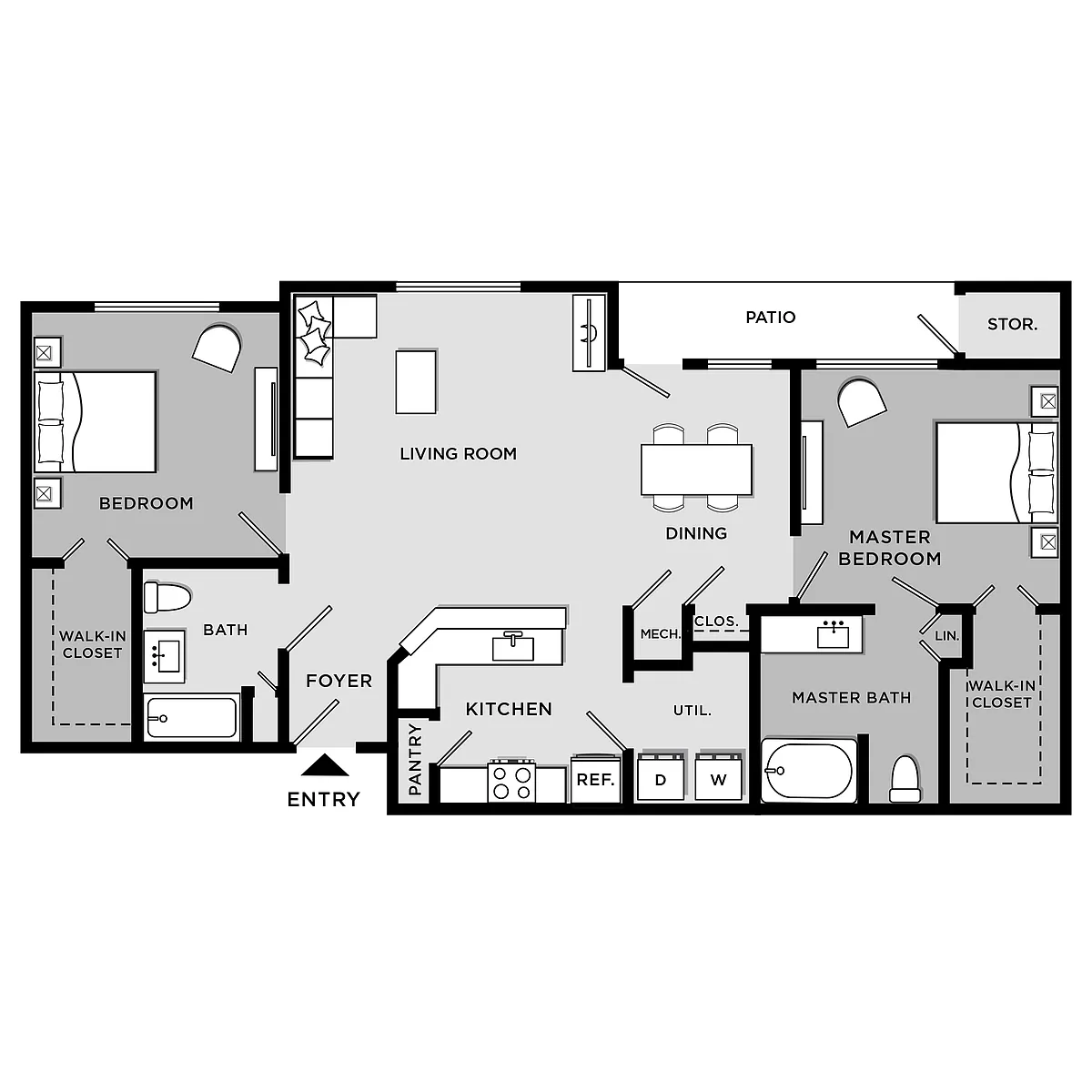 Floor plan Building A and B Apartments 2BR