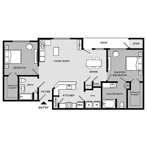 Floor plan Building A and B Apartments 2BR