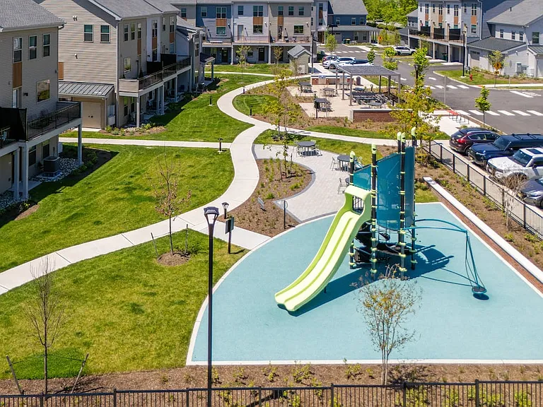Townhomes with tot lot and grilling stations