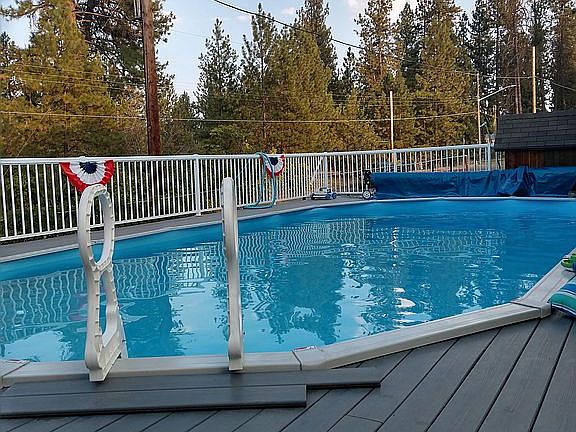Pool with surrounding deck