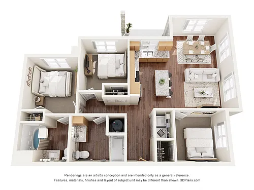 Floor plan 3BA (Wheelchair Accessible)
