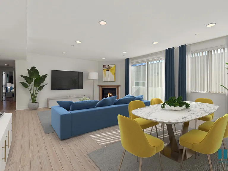 Dining and Living Room with Recessed Lighting and Vinyl Flooring
