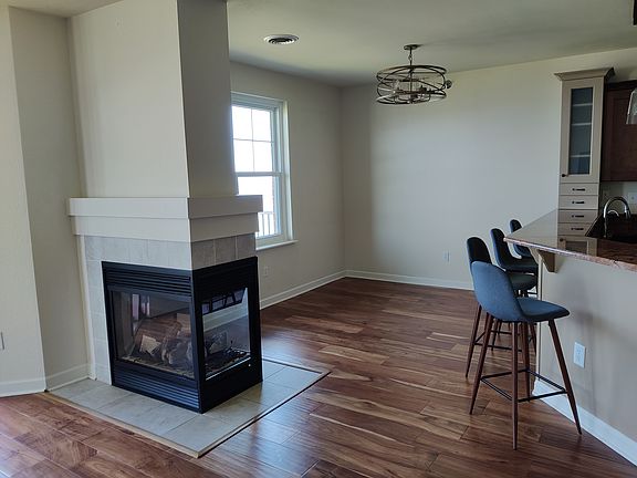 Fireplace and dining area