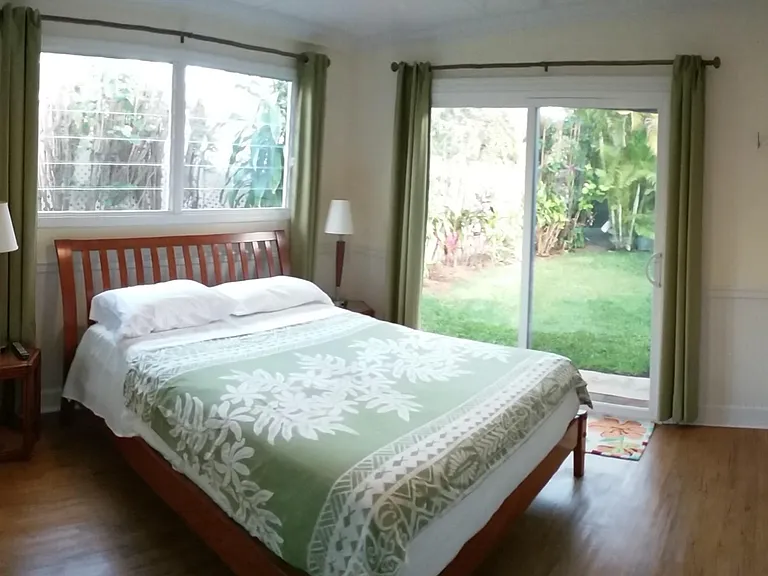 Bedroom overlooks private and fully fenced yard