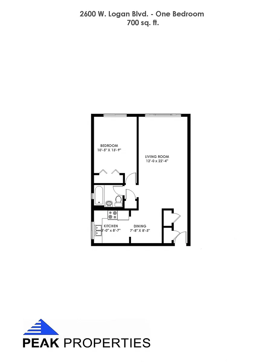 Floor plan 1 Bedroom - 1 Bathroom