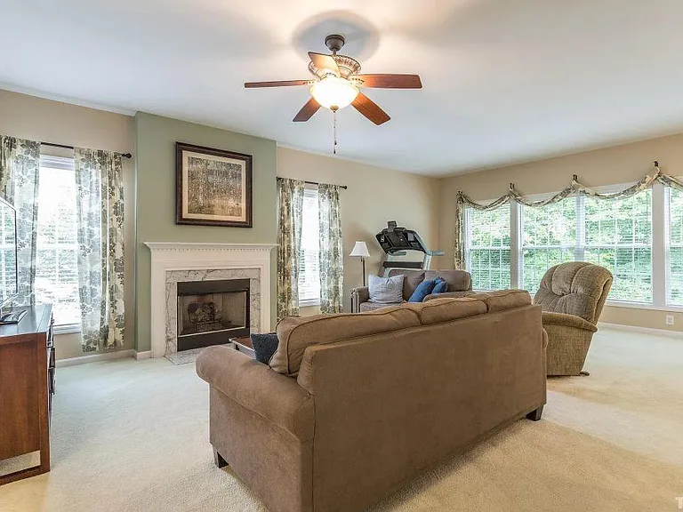 Family Room, Fireplace, Windows