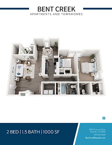 Floor plan 2b 1.5b 1000sq