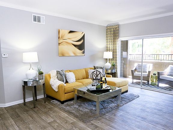 High Rock 5300 Apartments Model Living Room and Patio