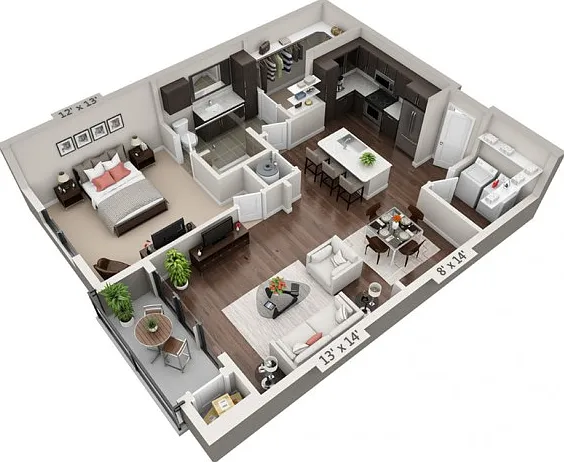 Floor plans are artist's rendering. All dimensions are approximate. Actual product and specifications may vary in dimension or detail. Not all features are available in every apartment. Prices and availability are subject to change. Floor plans are artist
