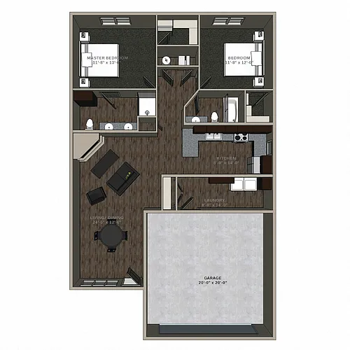 Floor plan Two Bedroom Townhome