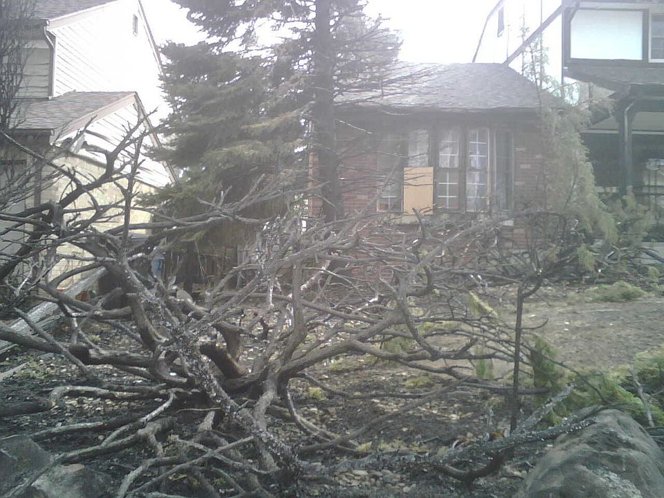 House fire before new landscaping
