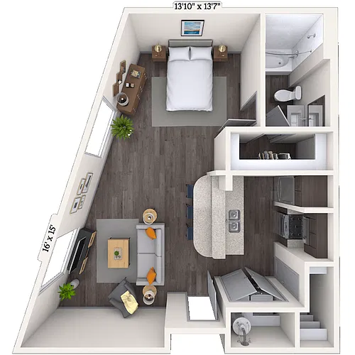 Floor plan Studio 0x1 688 SF