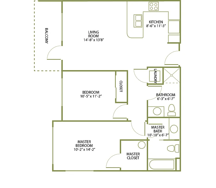 Floor plan 2 Bed/2 Bath-C-51380