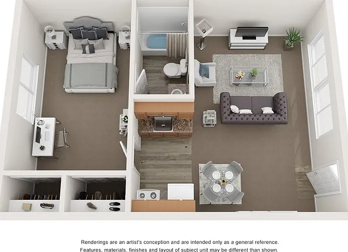 1 Bed 1 Bath 480 sq. ft.