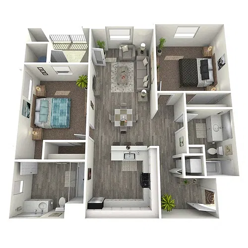 Floor plan Two Bedroom Two Bathroom B