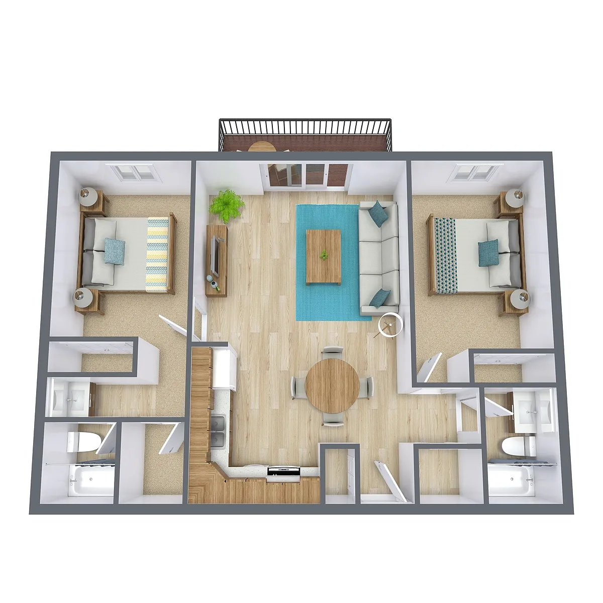 Floor plan Two Bedroom 22A