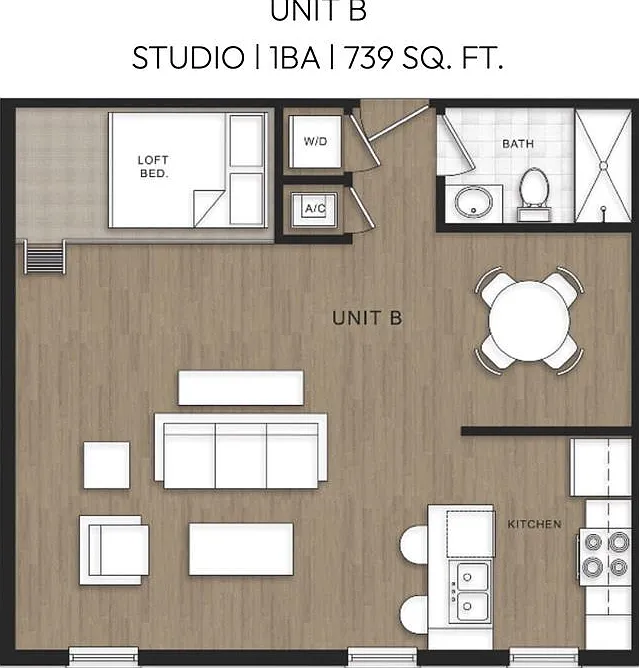 Studio, 1.0 bath, 739 sqft, $1,899 — Photo 2