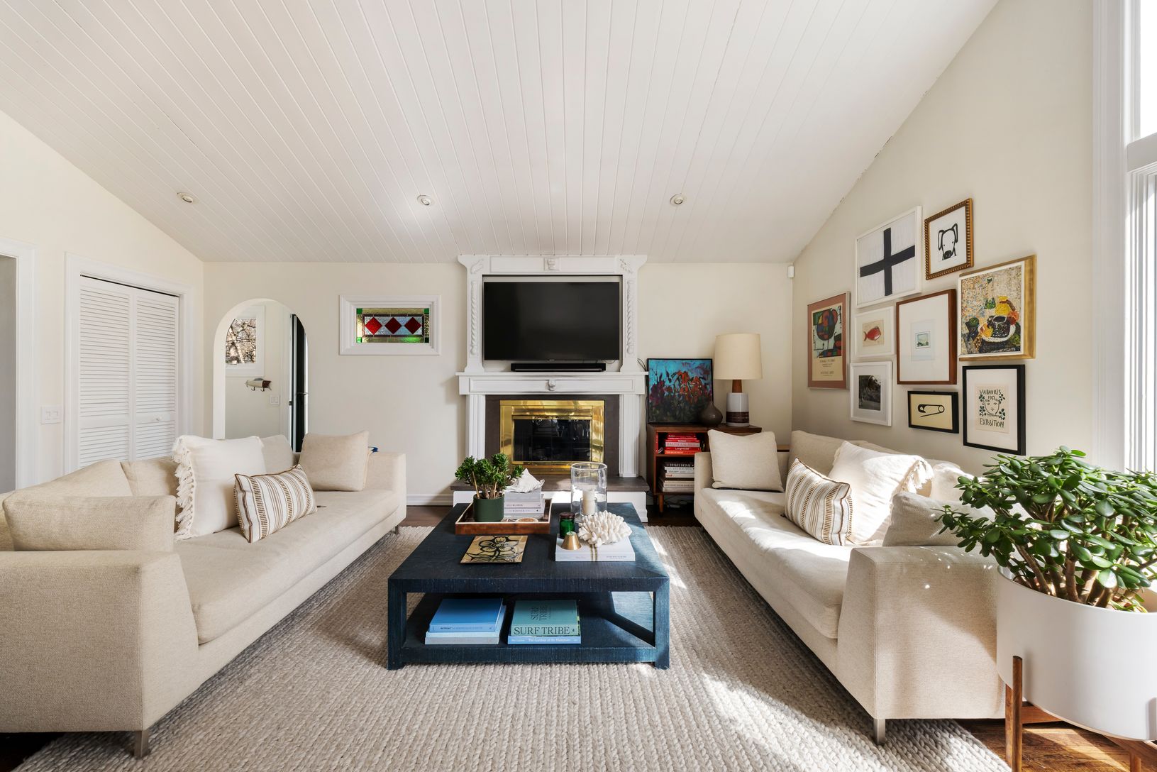  Livin Room with TV & Fireplace