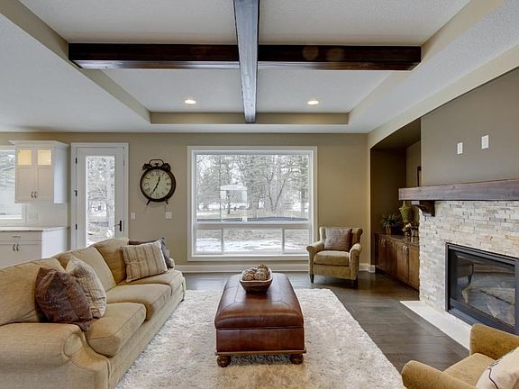 Great Room with Distressed Beam Detail