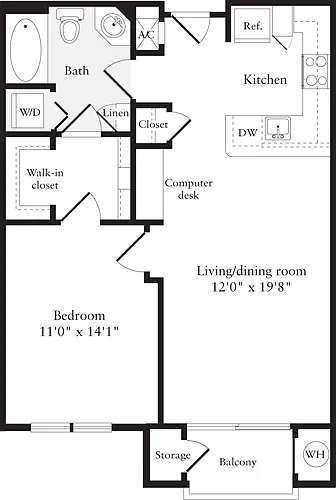 Floor plan 1 Bedroom C