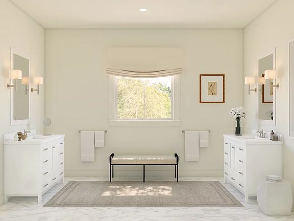Primary bath with dual vanities