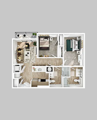 Floor plan 2BR/2BA - B3b.1 Balcony
