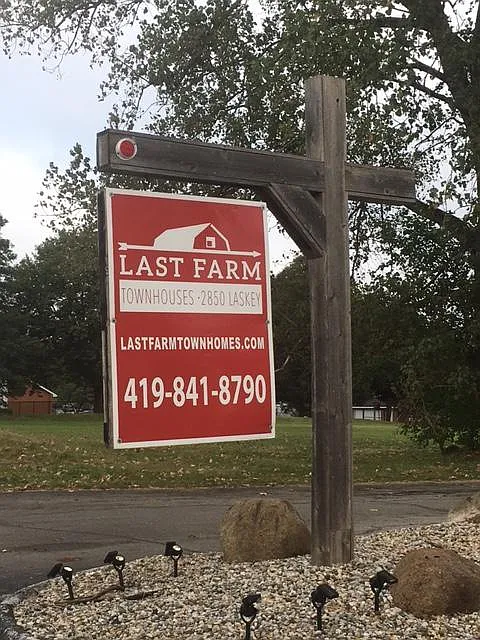 Sign at entrance to property off Laskey Rd. between Douglas and Secor on the north side of the street